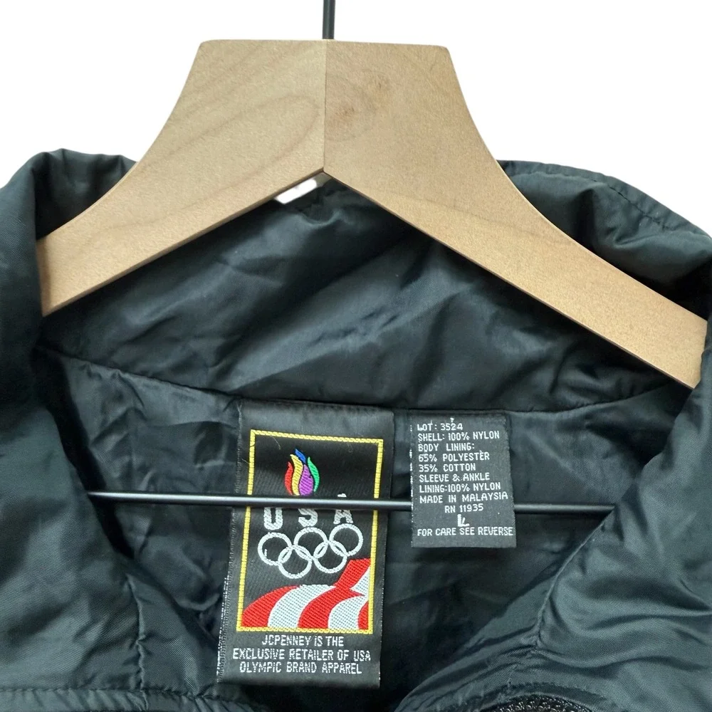 Vintage USA Olympic Track Jacket Black Purple‎ Stripes Mens XL